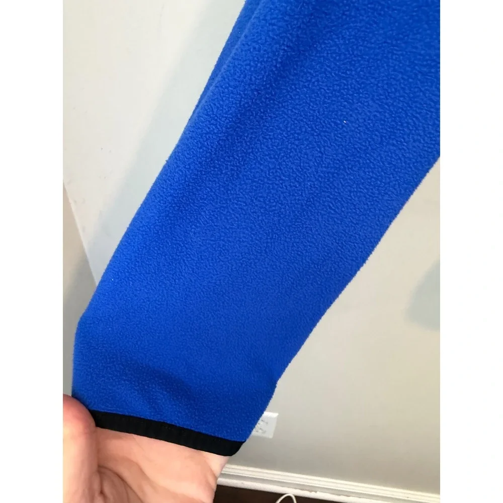 The North Face Mens XXL Blue Black Colorblock Quarter Zip Fleece Pullover Logo